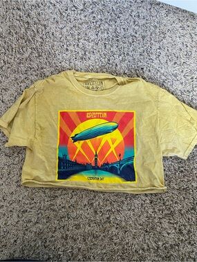 Led Zeppelin Faded Yellow Graphic Crop Tee